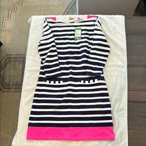 NWT Lilly Pulitzer Navy and White Dress Ocean Boulevard size small